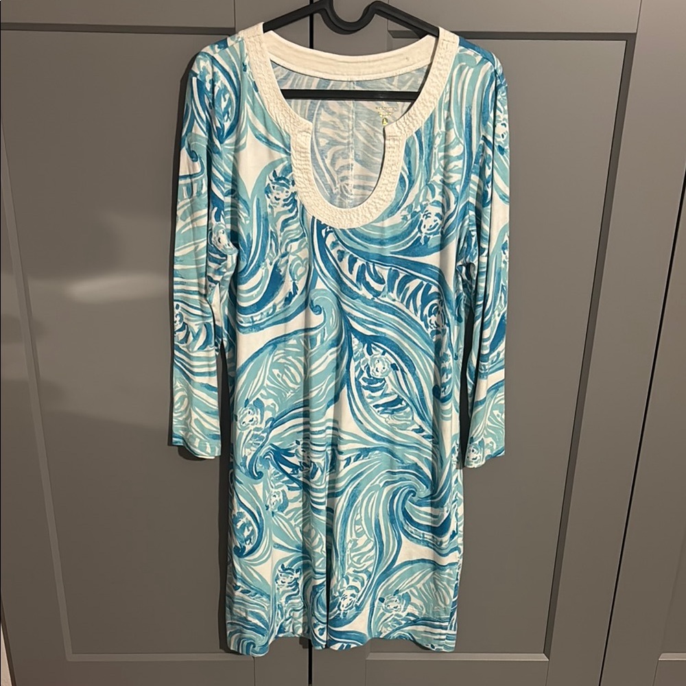 Lilly Pulitzer Blue and White Swirl Dress
